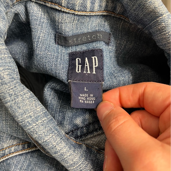 Vintage GAP Denim Chore Jacket Women’s Large 2000s Y2K Jean Jacket Stretchy Blue - Picture 3 of 4